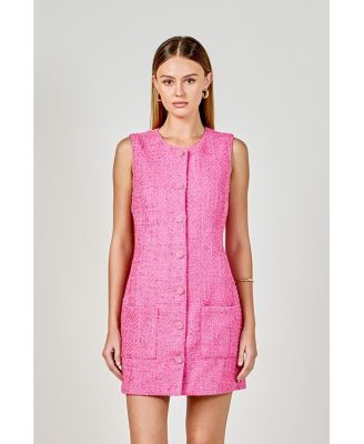 Women's Sleeveless Tweed Mini Dress