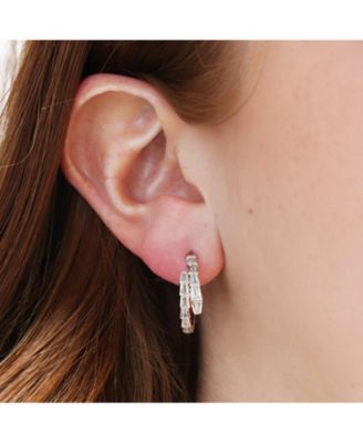 CZ Snake Hoop Earrings Sterling Silver