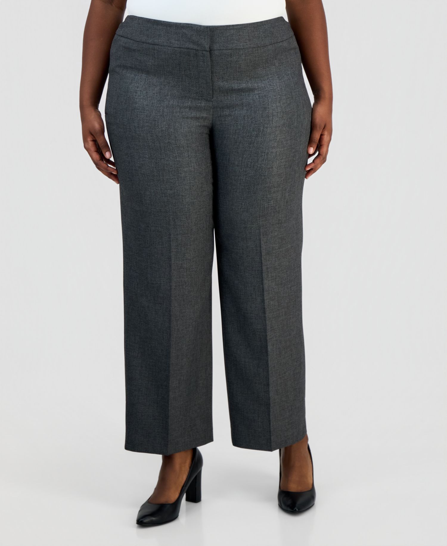 Plus Size Four-Pocket Jacket & Fly-Front Wide-Leg Pants Suit