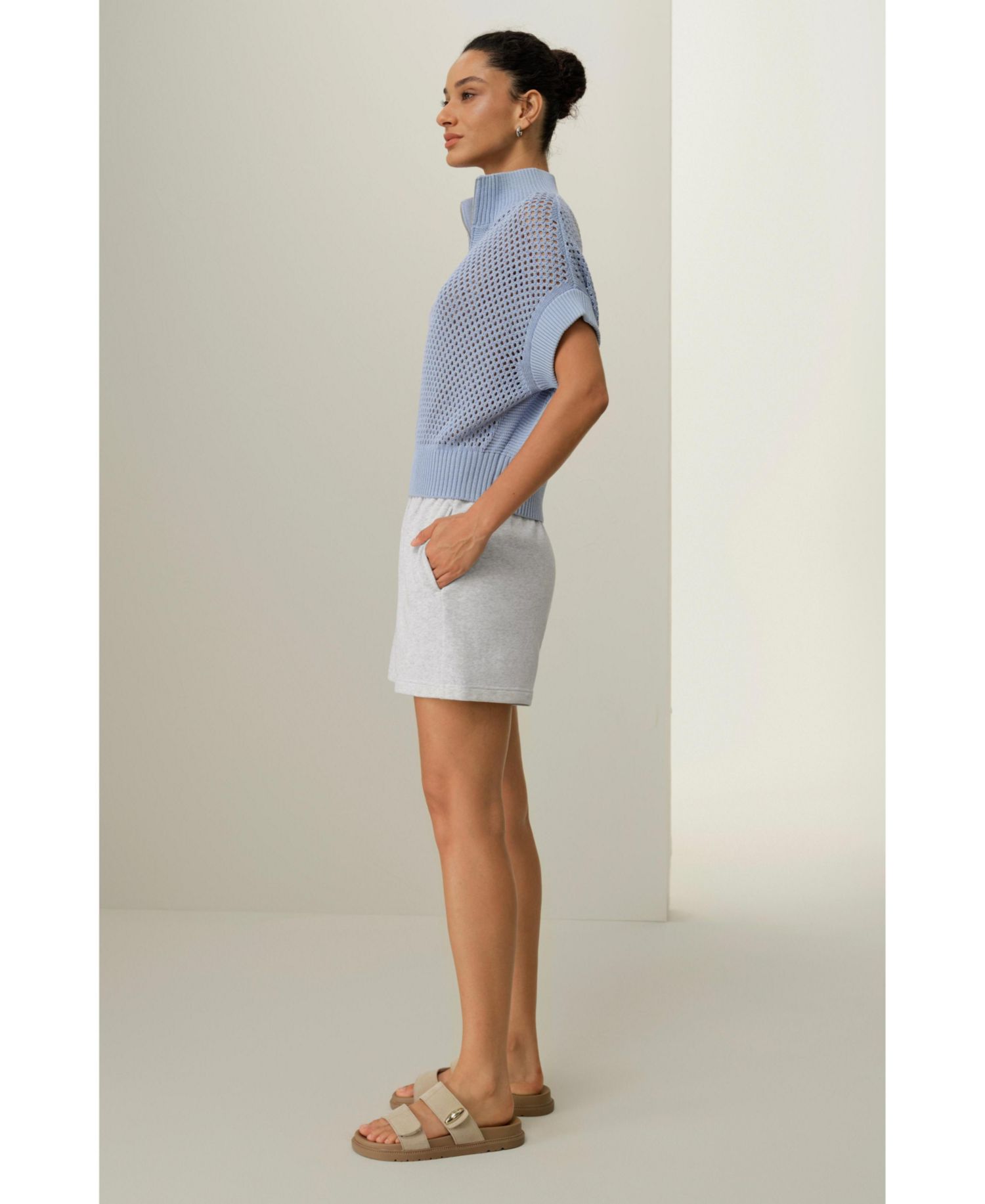 Women's Toscana Pointelle Knit Half-Zip Sweater