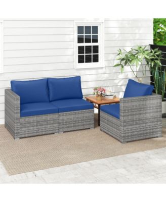 3-Piece Modular Patio Sectional Sofa Set with Removable Cushions