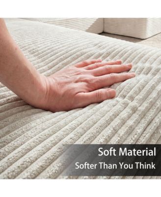 3-Piece U-Shaped Sectional Sofa Set With Pillows, Corduroy Convertible Couch