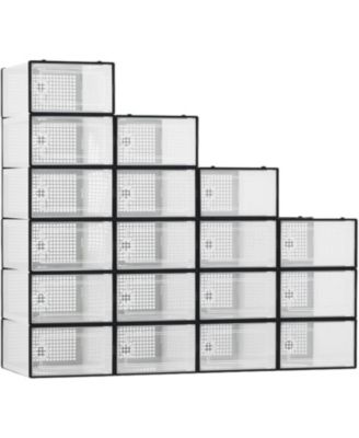 18 Pack Clear Shoe Storage Boxes with Front Doors