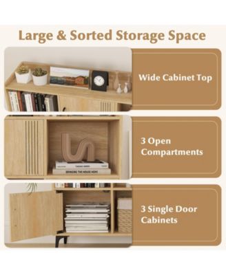 Sideboard Storage Cabinet with Doors and Open Compartments