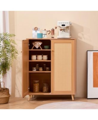 Rattan Shoe Cabinet, 5 Tiers with Adjustable Shelves for Entryway Storage