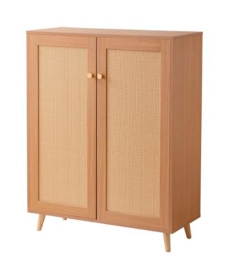 Rattan Shoe Cabinet, 5 Tiers with Adjustable Shelves for Entryway Storage