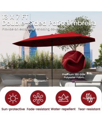 13 ft Double Sided Patio Market Umbrella with Crank Handle