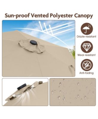 7.5 ft Solar Powered Patio Umbrella with LED Lights and Crank