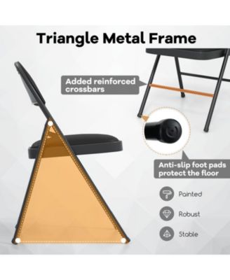 Padded Folding Chairs 2-Pack with Reinforced Metal Frame