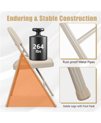 Foldable Padded Chair Set of 6 with Fabric Backrest and Metal Frame