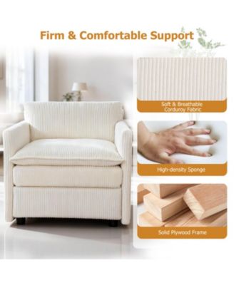 Oversized Accent Chair with Ottoman and Soft Corduroy Cushions