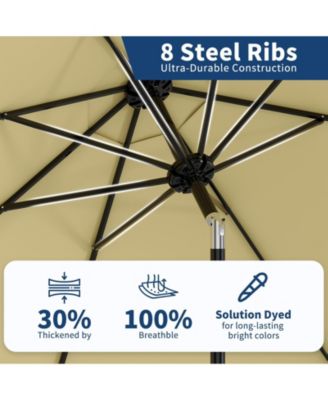 9ft UV Resistant Patio Umbrella, 8 Ribs, Push-Button Tilt
