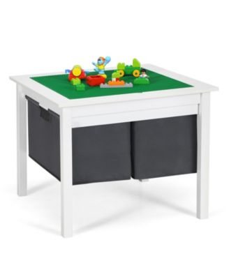 2-in-1 Kids Double-sided Activity Building Block Table with Drawers