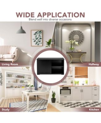 Kitchen Storage Cabinet with Sliding Door and Shelves