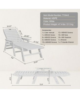 Adjustable HDPE Patio Chaise Lounge Chair with 400 lbs Capacity