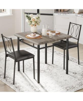 Dining Table Set for 2, Small Kitchen Table with Upholstered Chairs, Farmhouse Wood Dining Table Chairs for Kitchen Room, Small Spaces