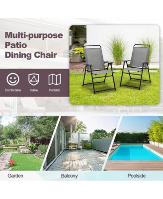 Set of 4 Folding Sling Chairs Portable chair w/ Dining Armrest Backrest Patio