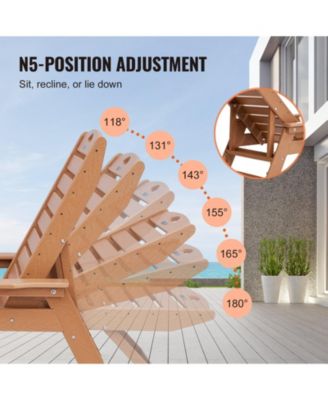 Outdoor Chaise Lounge Chair 400 lbs Capacity 6-Position Adjustable HDPE