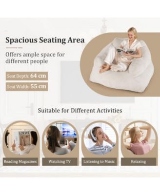 Plush Bean Bag Lazy Sofa Chair with Ultra-Soft Velvet Cover