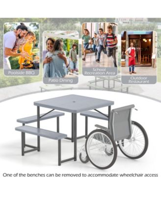 Square Outdoor Picnic Table Bench Set for Four to Eight People