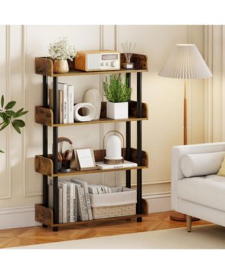 4 Tier Open Bookcase Industrial Shelf with Anti Tip Hardware