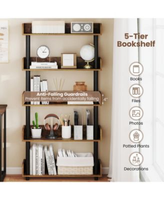 5 Tier Industrial Open Bookshelf Storage Unit for Home Office