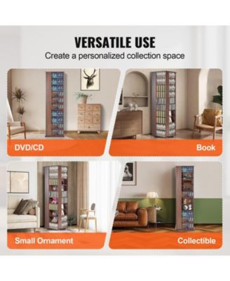 Media Storage Cabinet, Rotating Tower, Holds 1040 CDs, Espresso Finish