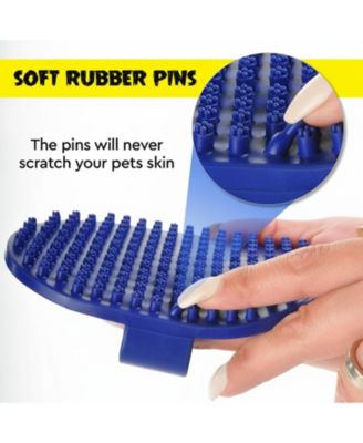 Rubber Brush for Dogs Cats Gentle Deshedding Bath Soft Bristles Anti-slip Grip Easy Clean Short Medium Hair