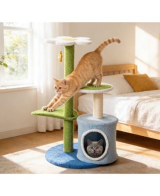 Zeus &  Ruta 34.5 inch 4 Tier Cat Activity Center with Jingling Balls and Cozy Condo for Kittens