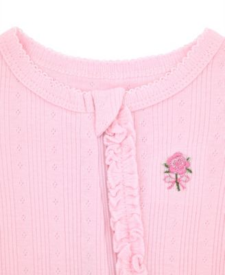 Baby Girls' Zipper Footed Pajama and Bow Headband, 2-Piece Set