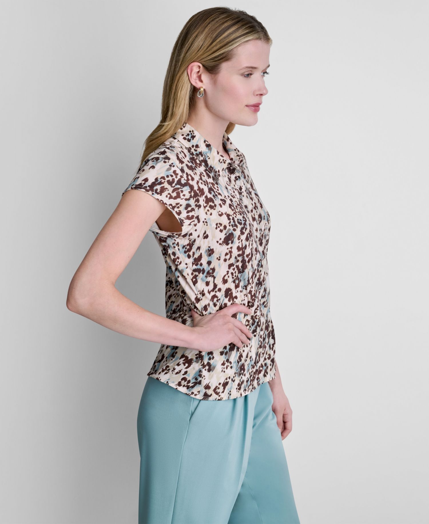 Women's Cap-Sleeve Printed Top