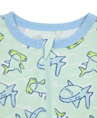 Baby Boys' Shark Print Round Neck Onesie and Socks, 2-Piece Set
