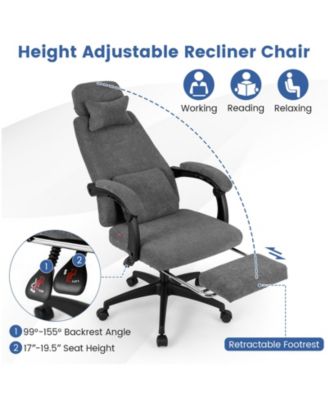 Chenille Reclining Office Chair Upholstered Desk Chair
