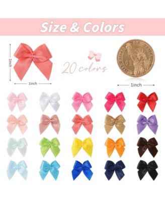 200pcs Mini Satin Ribbon Bows Tiny Crafts Decoration DIY Cheer Pins Clothespins Accessories Wedding Gift Box Ornament Multicolored