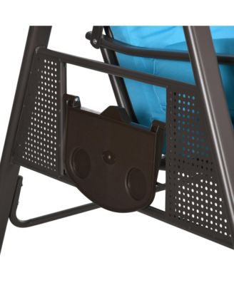 3-Seat Patio Swing w/ Tilt Canopy, Cushions and Cup Tray,