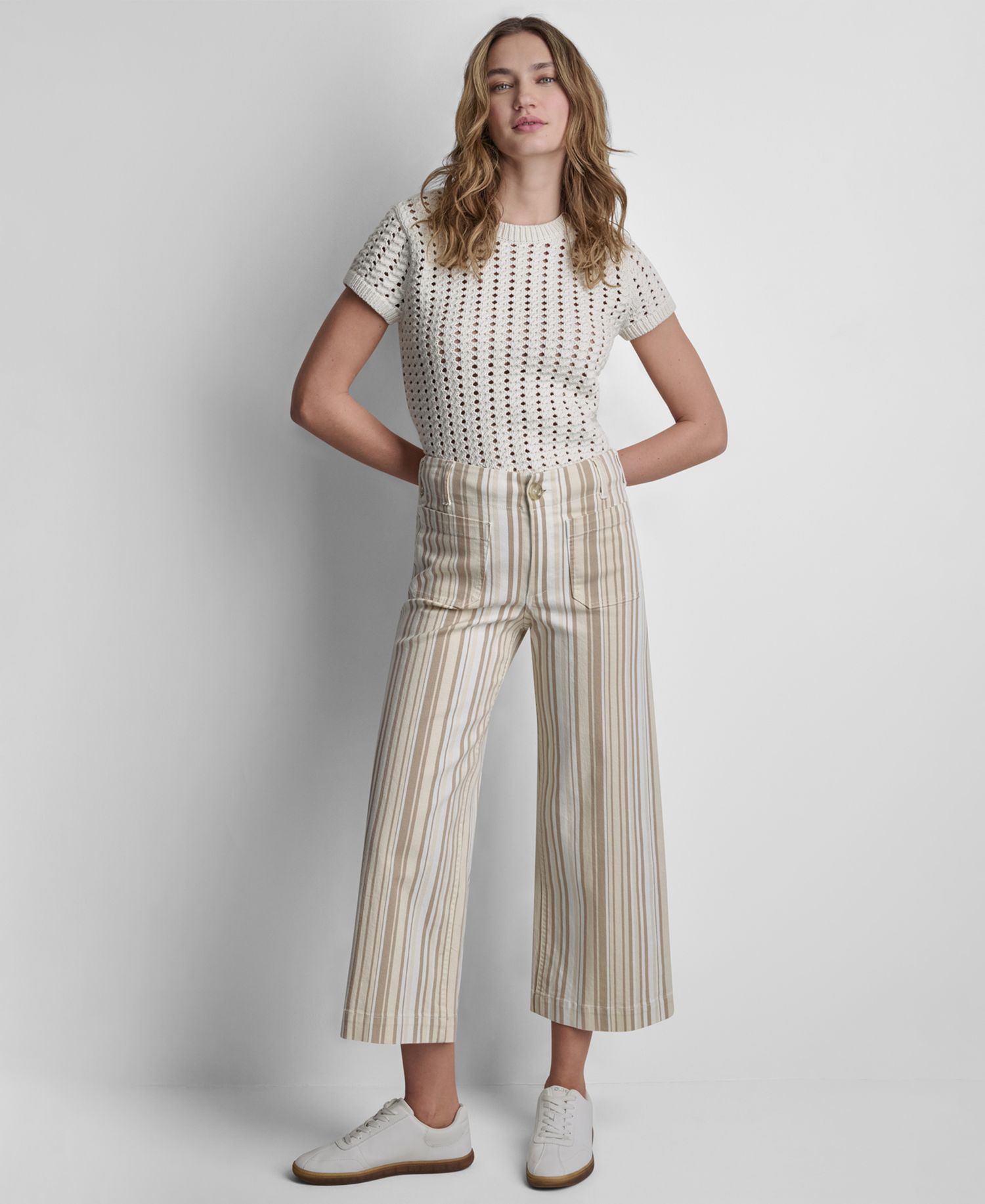 Women's High-Rise Wide-Leg Stripe Pants