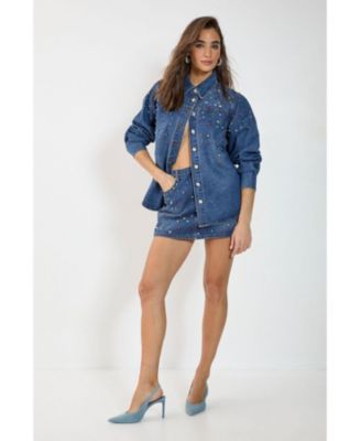 Women's Denim Embellished Long Sleeve Shirt