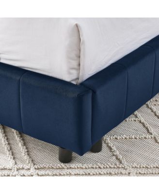 Full Size Velvet Tufted Daybed Backrest Armrest Dark blue