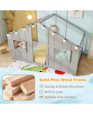 House Bed Montessori Floor Bed with LED Lights
