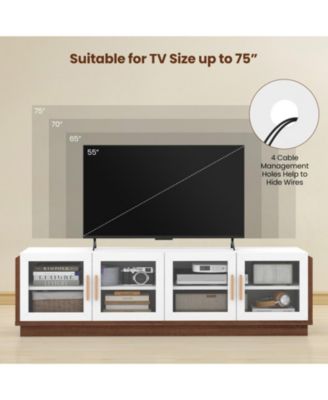 70 in TV Stand with 4 Tempered Glass Doors for TVs up to 75