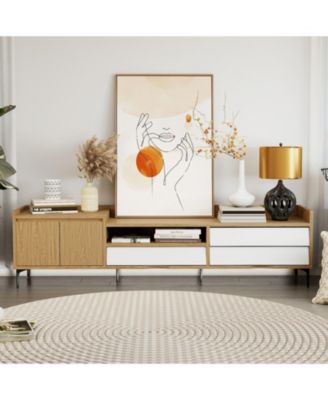 71 in Mid-Century Entertainment Center with Drawers and Storage Cabinet