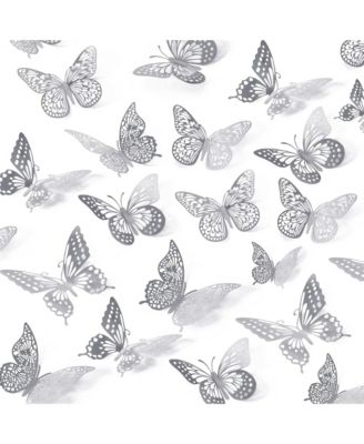 48 Pcs 3D Butterfly Wall Decor Removable Stickers 4 Styles 3 Sizes Birthday Party Decorations
