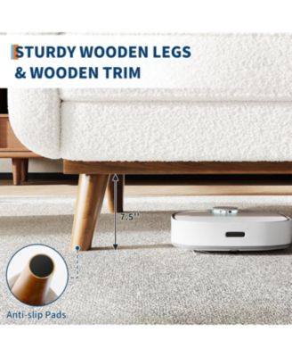 Mid Century Loveseat Comfy Modern Couch Two Seat Teddy Fleece Boucle Upholstered Deep Seat Bedroom Office