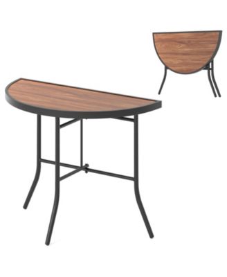 Half-Round Folding Event Table with Wood Grain Top