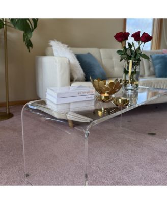 39.25" Long Acrylic Waterfall Table for Living Room,