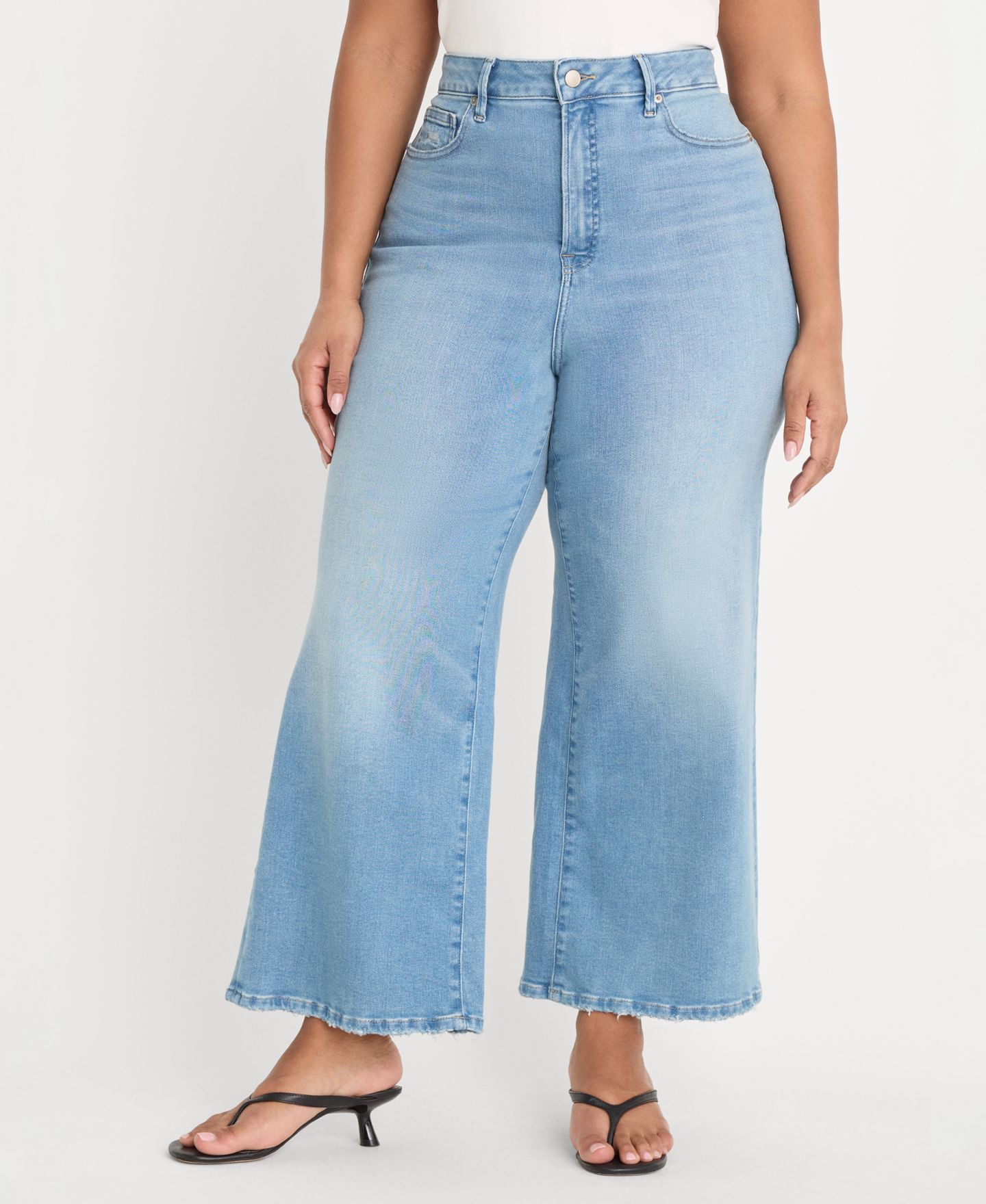Женские джинсы Good American Soft Tech Good Waist Palazzo Cropped Jeans, цвет: Синий — фото 7