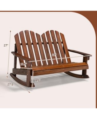 Fir Wood Outdoor Rocking Chair 2-Person with Slatted Seat