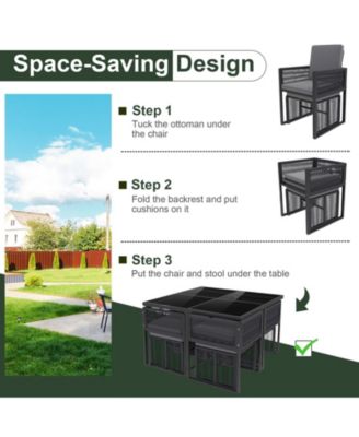 9 Piece Patio Dining Set with Cushions for Yard and Garden