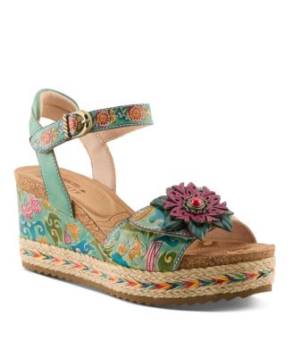 Women's Boca Wedge Sandal with Hand-Painted Leather Vamp