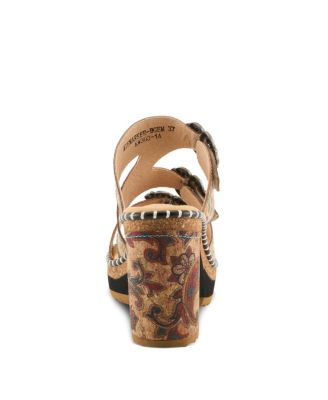 L`Artiste Women's Milemarker  Floral Sandal with Cushioned Footbed Comfort